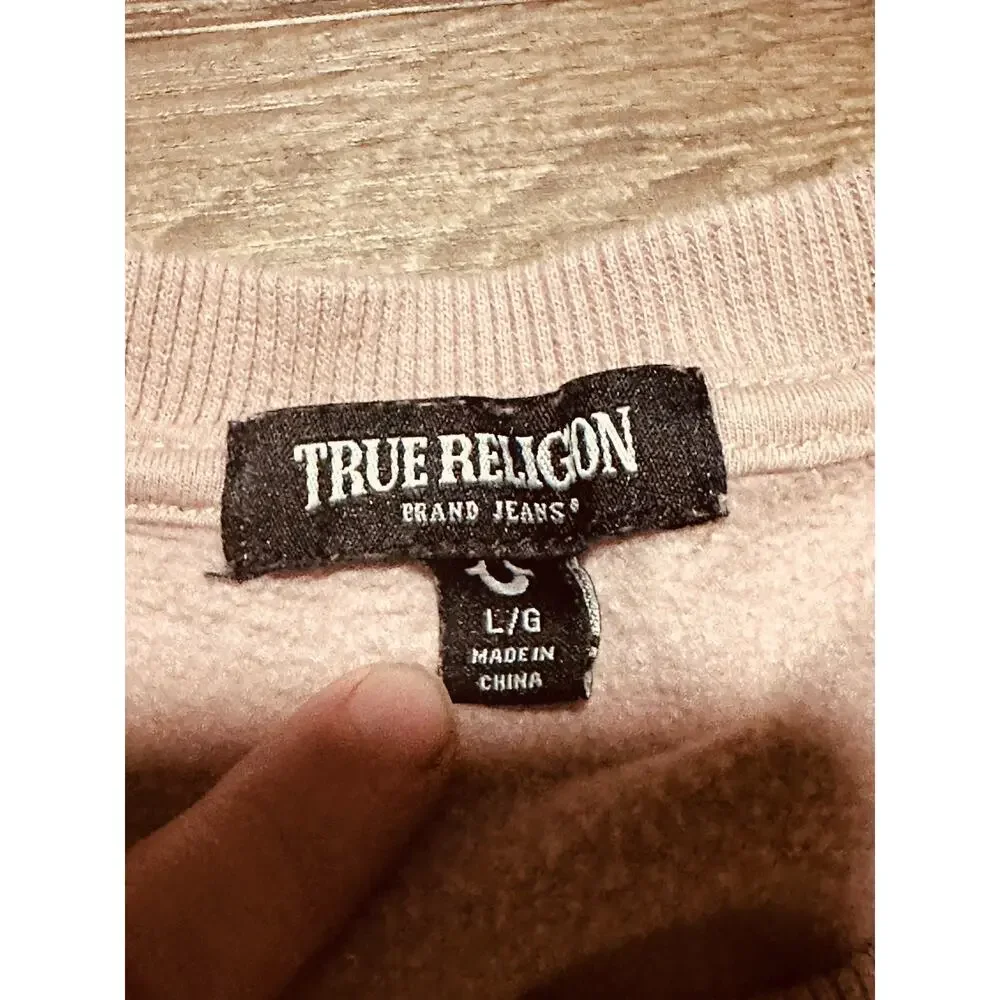 TRUE RELIGION Men’s Halo Sweatshirt Los Angeles Graphic Sweater Maeve Pink SZ L